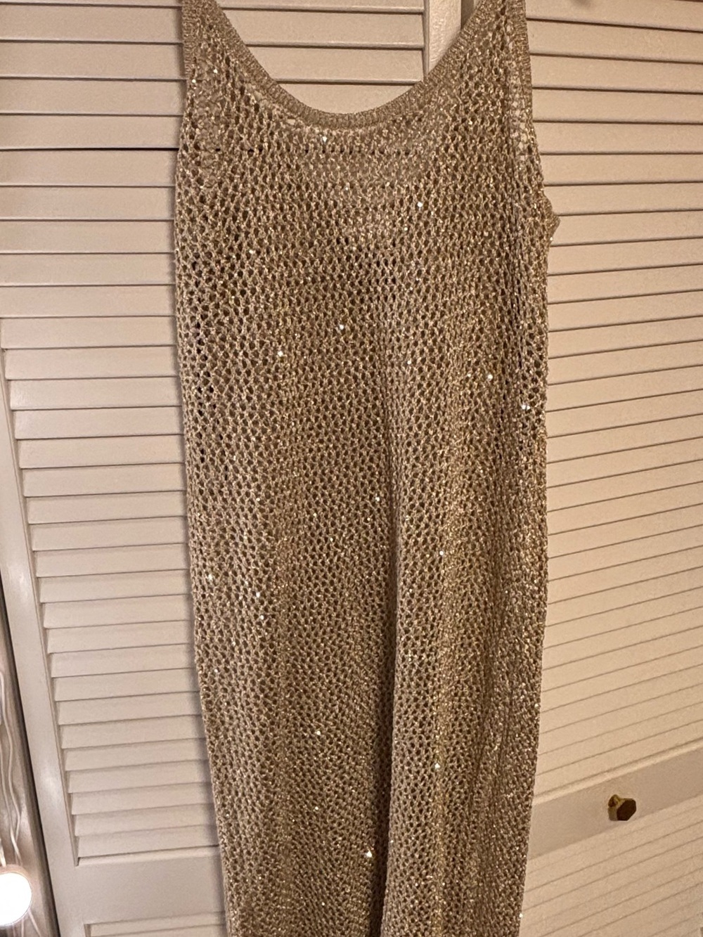 Sleeveless Sequin Knit Dress or Coverup in Gold